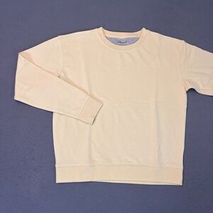 Johnnie-O Womens Sm Penny Sweatshirt Pullover Oatmeal Ivory/Yellow Cotton Modal